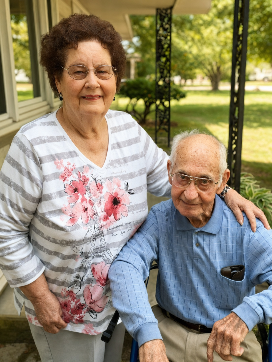 An older couple together at home